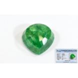 Natural Faceted Emerald Pear Mixed Cut. Weight 121 cts. Refractive Index 1.58.