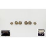 Art Deco - Austrian Fine Set of Gents 18ct Gold Diamond Set Cufflinks with Matching 18ct Gold and