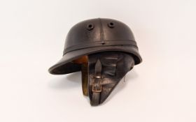 Corker Motorcycle Helmet Vintage early 1960's leather motorcycle helmet with visor and buckled chin