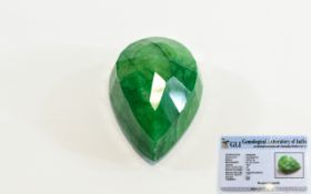 Natural - Green Faceted Pear Mixed Cut Emerald. Weight 219.00 cts, Refractive Index 1.