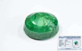 Natural Green Faceted Emerald Oval Mixed Cut. 970 cts Weight. Refractive Index 1.