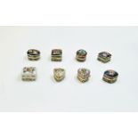 A Boxed Vintage Collection of 8 Small Enamel on Metal Hinged Lidded Pill Boxes of Various Shapes,