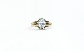 Gents 9ct Gold Gypsy Set Single Stone CZ Ring. Fully Hallmarked. Ring Size - Large. 6.2 grams.