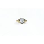 Gents 9ct Gold Gypsy Set Single Stone CZ Ring. Fully Hallmarked. Ring Size - Large. 6.2 grams.