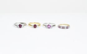 Four Assorted Ruby Set Rings.