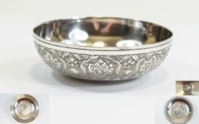 Egyptian Silver Coin Bowl, The Centre of The Bowl Set with a Silver Coin From The 1920's.