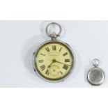 Victorian English Lever Key Wind Silver Open Faced Pocket Watch.