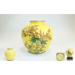 Japanese - Late 19th Century Wonderful Quality Imperial Yellow on Silver Cloisonne Globular Shaped