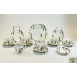 Melba Bone China Part Tea Set ( 20 ) Pieces In Total. Includes Sandwich / Cake Plate, Sugar Bowl,