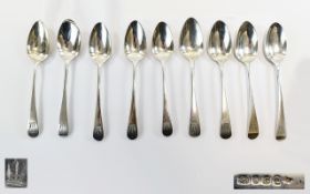 George III Matched Set of Nine Silver Desert Spoons of Nice Quality. Various Makers and Hallmarks.