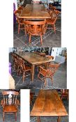 Oak Refectory Table and Eight Chairs, the table, reflecting the Cotswold style of Gordon Russell, is