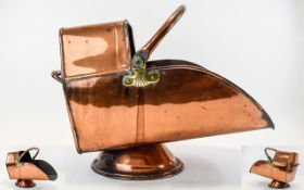 A Large Early 20th Century Copper Coal Scuttle.