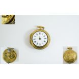 18th Century Embossed Gilt Metal Repousse Pair Cased Chair Driven Verge Pocket Watch with Engraved