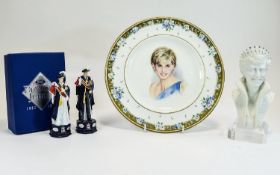 Three Items of Royal Memorabilia comprising Royal Doulton Ltd.Edn.plate, 'To Celebrate the Life of