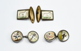 Essex Crystal Cufflinks From The 1920's / 1930's ( 2 ) Pairs.