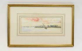 Francis E. Nesbitt 1864 - 1934 Titled ' On The Nile ' Watercolour. Painting Size Only 3.5 x 9
