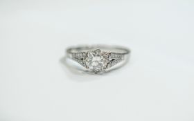 18ct White Gold Set Single Stone Diamond Ring. c.1930's.