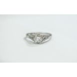 18ct White Gold Set Single Stone Diamond Ring. c.1930's.