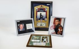Mixed Lot Of Framed And Glazed Ephemera Comprising Henry Cooper Signed Paper With Photo,