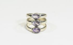 A Large Silver Amethyst Ring.