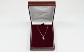 9ct White Gold Cubic Zirconia Pendant and Necklace.