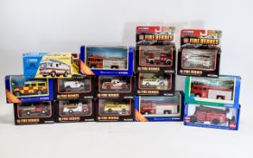 A Collection of Corgi Boxed Die Cast Model Fire Engines, Cars, Trucks etc. ( 14 ) In Total.