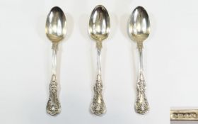 George Angel Set of 3 Kings Pattern Silver Desert Spoons.