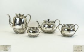 Elkington & Co Wonderful Shaped and Top Quality Aesthetic Period Silver Plated 4 Piece Tea and