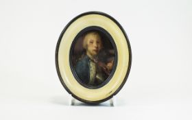 Dutch / German 18th Century Miniature Portrait on Copper of a Young Gentleman,