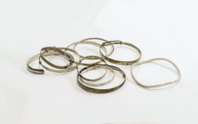 10 Silver Bangles To Include 7 Expandable Bangles,