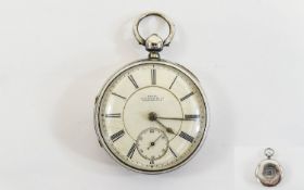 Victorian Silver Cased Fusee Open Faced Pocket Watch. Hallmark Birmingham 1878, Maker H.