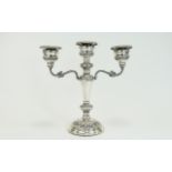 Elizabeth II Silver 3 Branch Candelabra / Centre Piece.