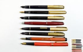 A Vintage Collection of Fountain Pens ( 8 ) In Total. Comprises 1/ Geo S.
