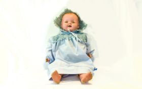 Early 20thC Composite Doll, unmarked head, moving eyes, open mouth, moveable joints,