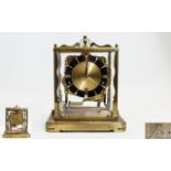 Aug Schatz Sohne Gilt Metal and Glass Panel Striking and Chiming Mantel Clock, Strikes on ( 8 )