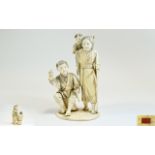 Japanese - Fine Quality and Impressive Late 19th Century Carved Ivory Group Figure ' Family Group '