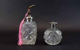 George V Silver Topped Cut Glass Perfume Bottle Complete with Inner Stopper.