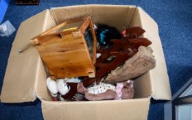 Box of Assorted Collectables Including Teddies, Wedgwood Plates, Replica Guns, Dolls etc.