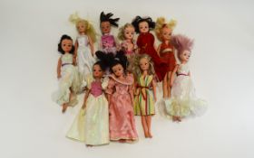 Sindy Dolls Collection of ten vintage Sindy dolls of varying condition to include rare 1985 pink