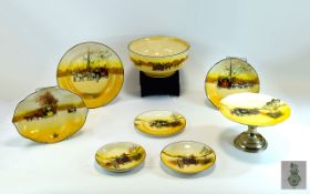 Royal Doulton 1920's / 1930's Series Ware Collection of Royal Mail ' Coaching Days ' ( 8 ) Pieces In