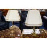 Pair of Brass Table Lamps, Both with Mat