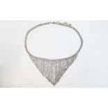 White Crystal Fringe Necklace, the fring