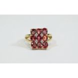 9ct Gold Diamond and Ruby Cluster Ring.