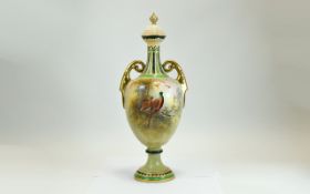 Crown Devon 'Game' Pattern Cover Vase of