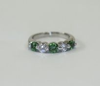 18ct White Gold Set 5 Stone Emerald and