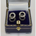 Pair Of 9ct Gold Black & White Diamond S