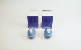 Two Wedgwood Blue Jasper Easter Eggs cir