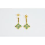 Emerald Quatrefoil Drop Earrings, each e