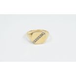 9ct Gold Diamond Set Signet Ring.