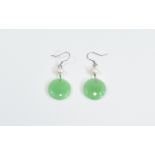 Green Jade and White Cultured Pearl Earr